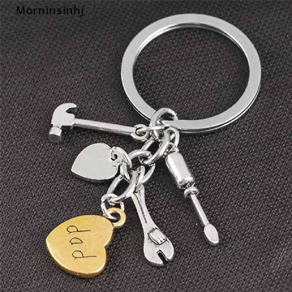 Mornin Father's Day Hand Tools Keychain Gantungan Kunci Silver Ring Hadiah Ayah Keyring id