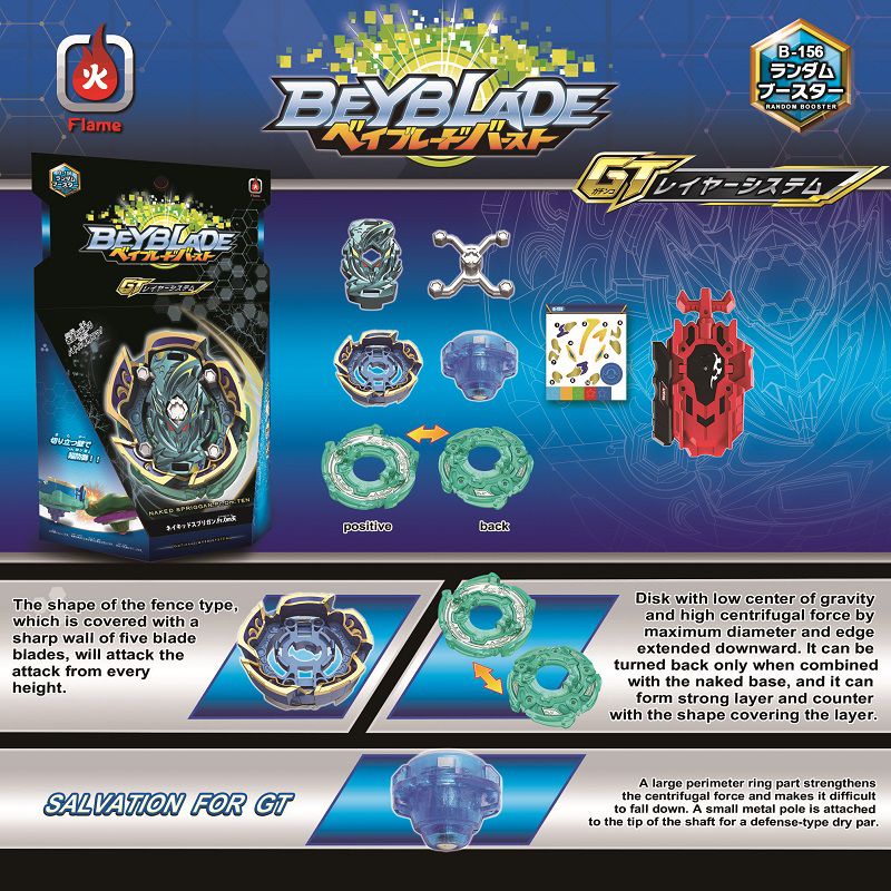 2020 GT B156 Beyblade BURST Naked Spriggan.Pr.Om Ten with L/R Launcher Toy