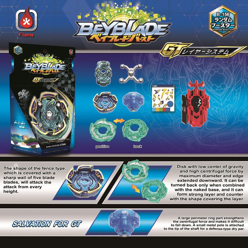 2020 GT B156 Beyblade BURST Naked Spriggan.Pr.Om Ten with L/R Launcher Toy