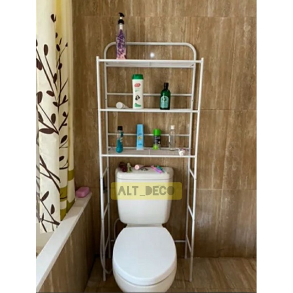 Rak Toilet Besi Serbaguna 3 Tingkat, Rak Besi Serbaguna 3 Tingkat Putih