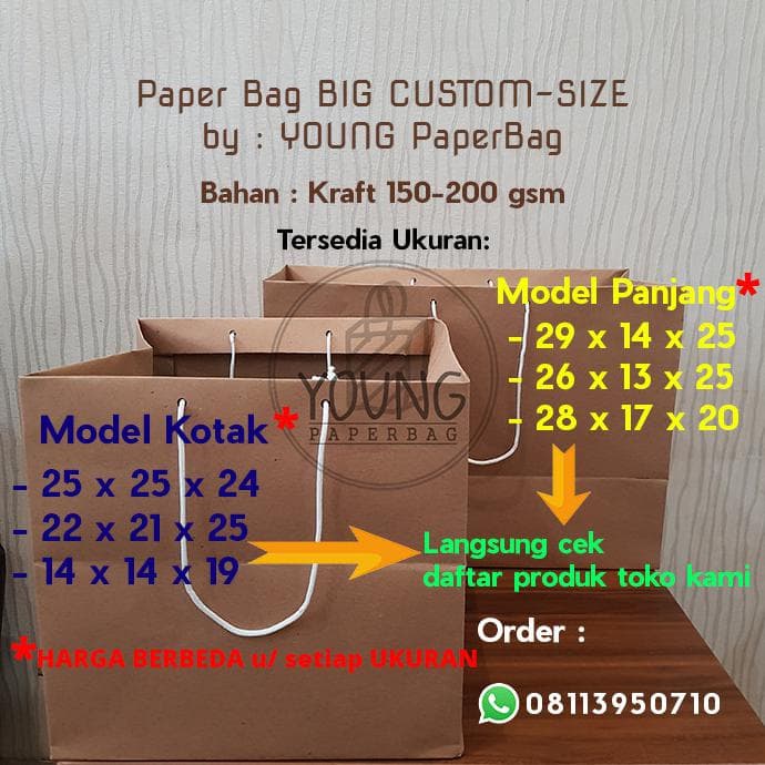 

(TERLARIS) Paper Bag/Tas Kertas Paperbag Polos Kraft Kotak Nasi Box 25 x 25 x 24