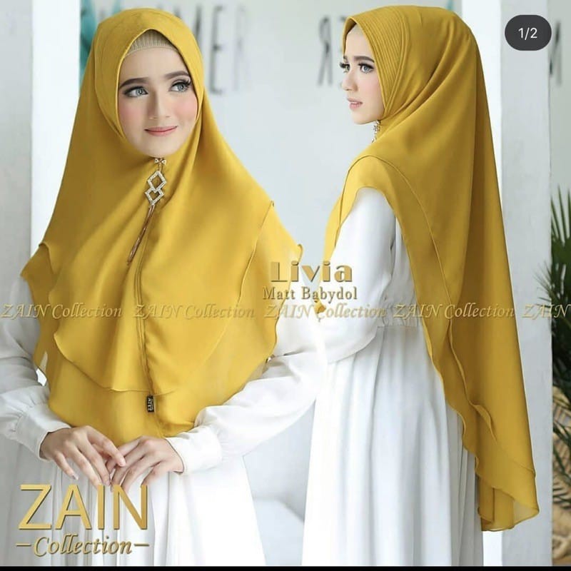 Alny Hijab - Hijab Khimar livia alifa 2 layer oval / Jilbab 2 layer