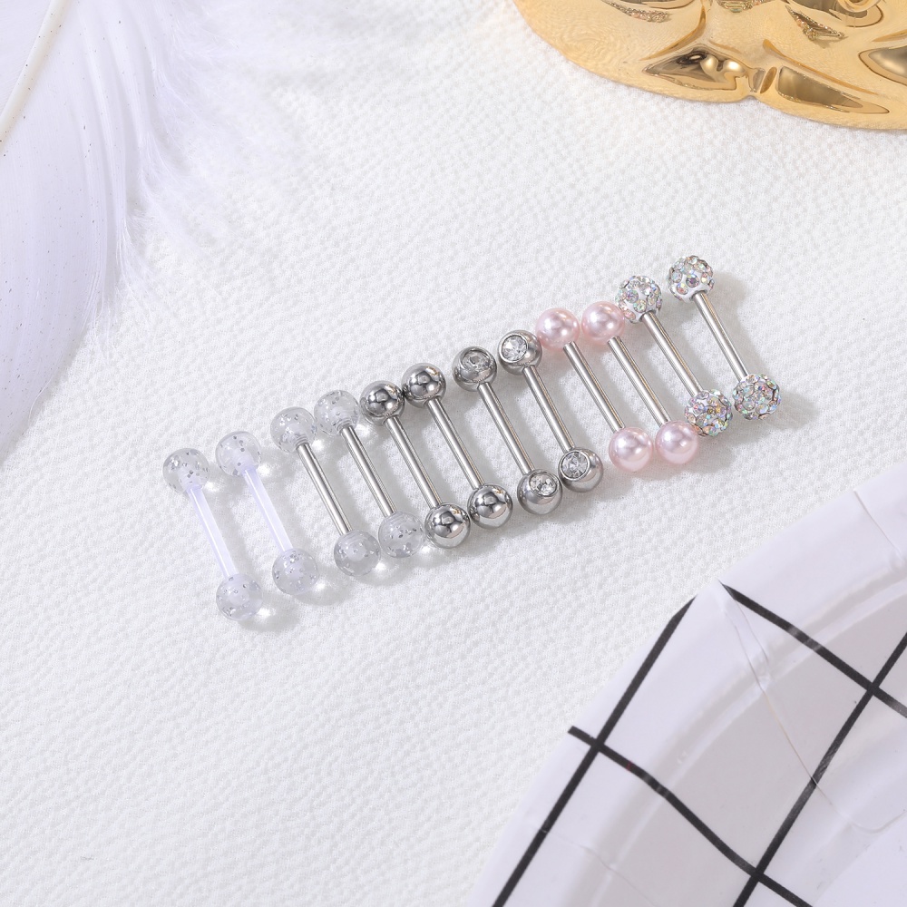 1Set 14g Anting Tindik Lidah Bentuk Tengkorak Bahan Stainless Steel Untuk Wanita