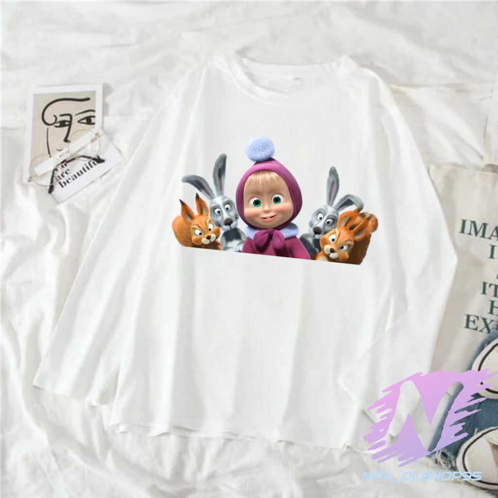 kaos marsha and the bear baju kaos anak lengan panjang marsa dan teman teman