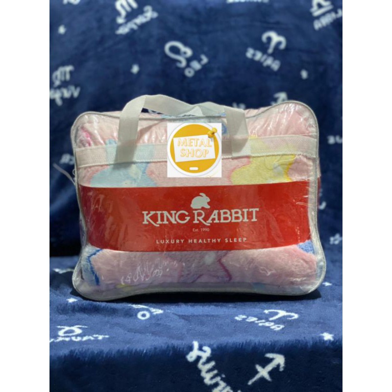 King Rabbit Thermal Blanket Selimut Fleece Motif Starfish Pink