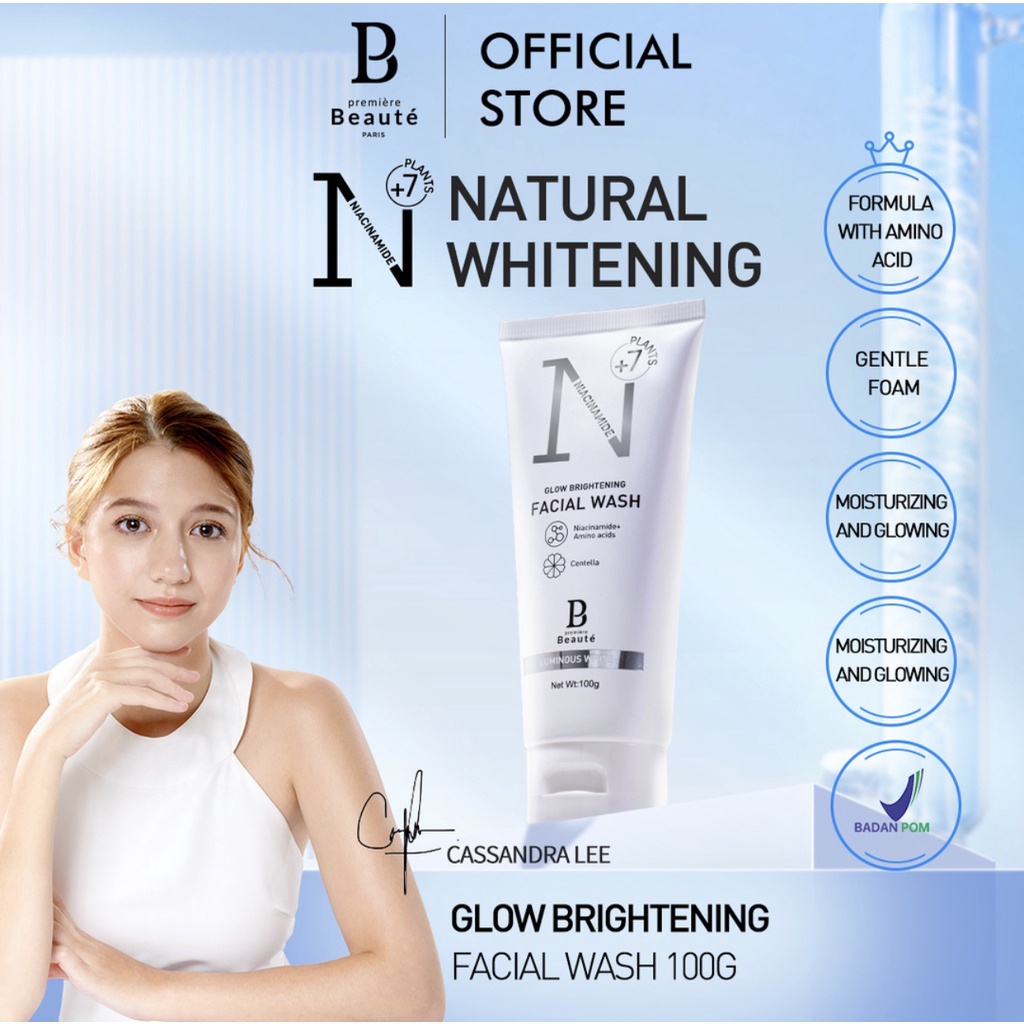 Premiere Beaute Facial Wash Face Wash Niacinamide Centella Luminous White Glow Brightening Facial Wash 100g BPOM