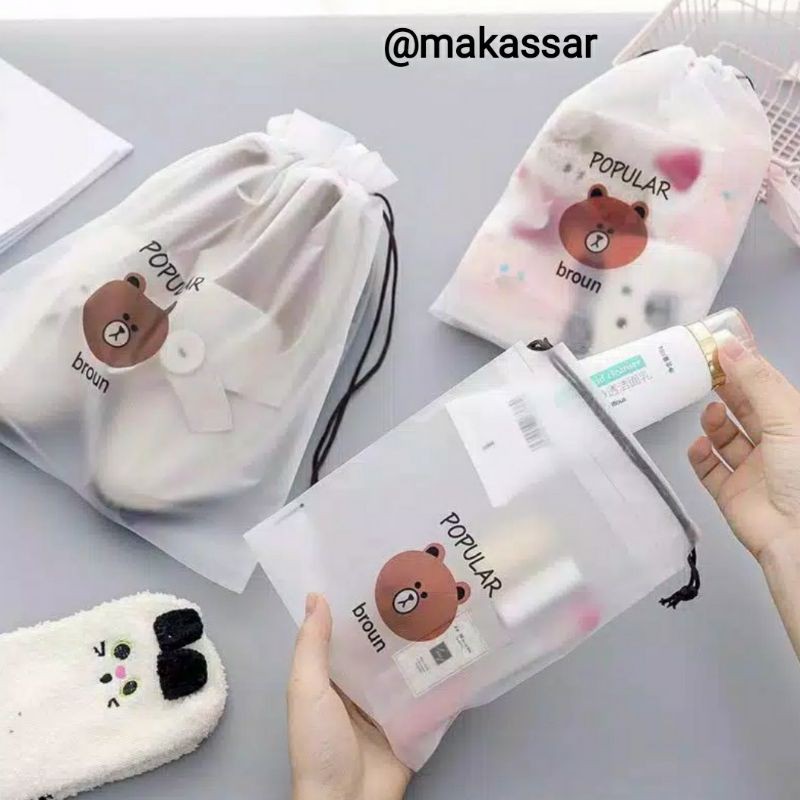 POUCH TRAVEL ORGANIZER BAG KOSMETIK SERUT ANTI AIR POUCH WANITA IMPORT STRING MAKASSAR MURAH COD