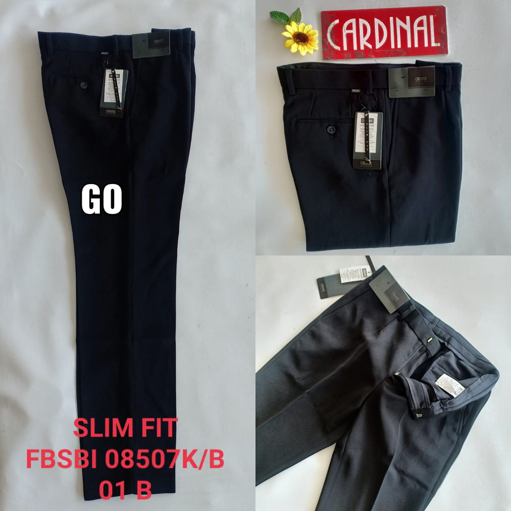 gof CARDINAL FORMAL SLIMFIT Celana Panjang Hitam Pria Sopan Formal Teflon Streacth Motif Super Black