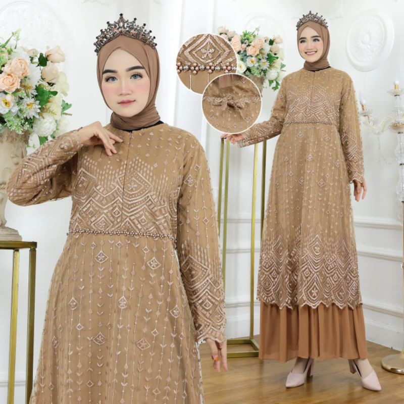 EKA DRESS // BAHAN TILLE MUTIARA MIX CERUTY + PAYET // KODE EK