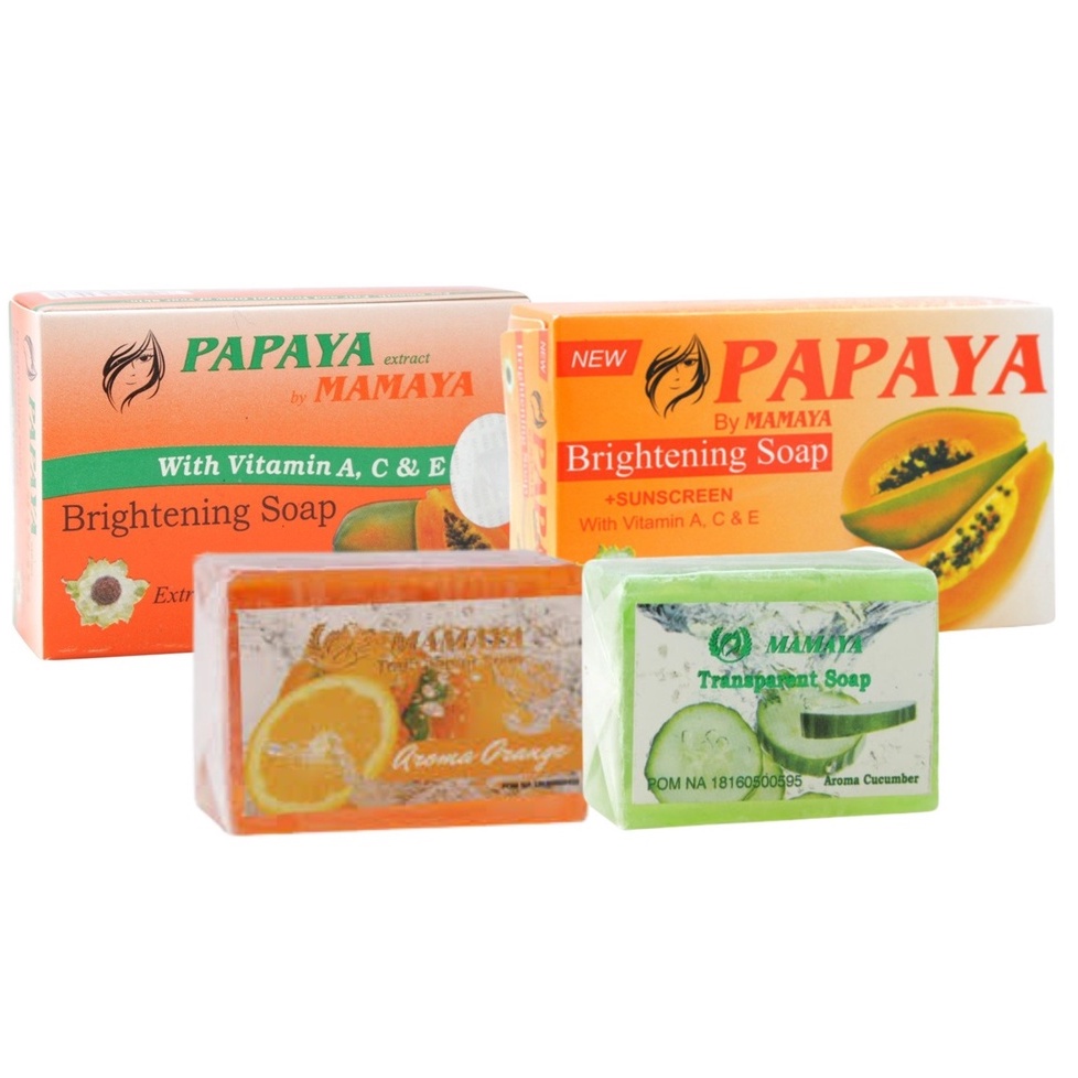 ✦SINAR✦ MAMAYA Papaya Brightening Soap | Transparent Soap Aroma Cucumber - Orange | Sabun Papaya by Mamaya 70gr-135gr | Sabun Mandi Batang BPOM