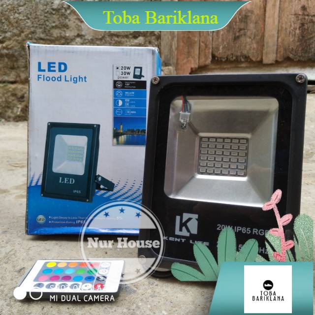 lampu sorot 20 watt RGB warna warni dengan remot