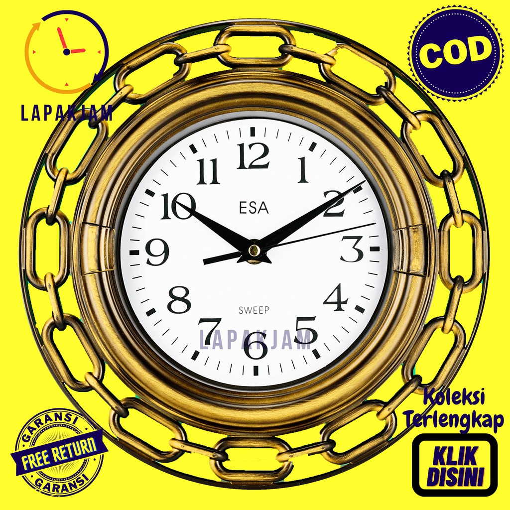 Jam Dinding Quartz Hiasan Dinding Jangkar Kemudi Kapal Murah Besar Esa TLD-35026E Hitam Gold Keren