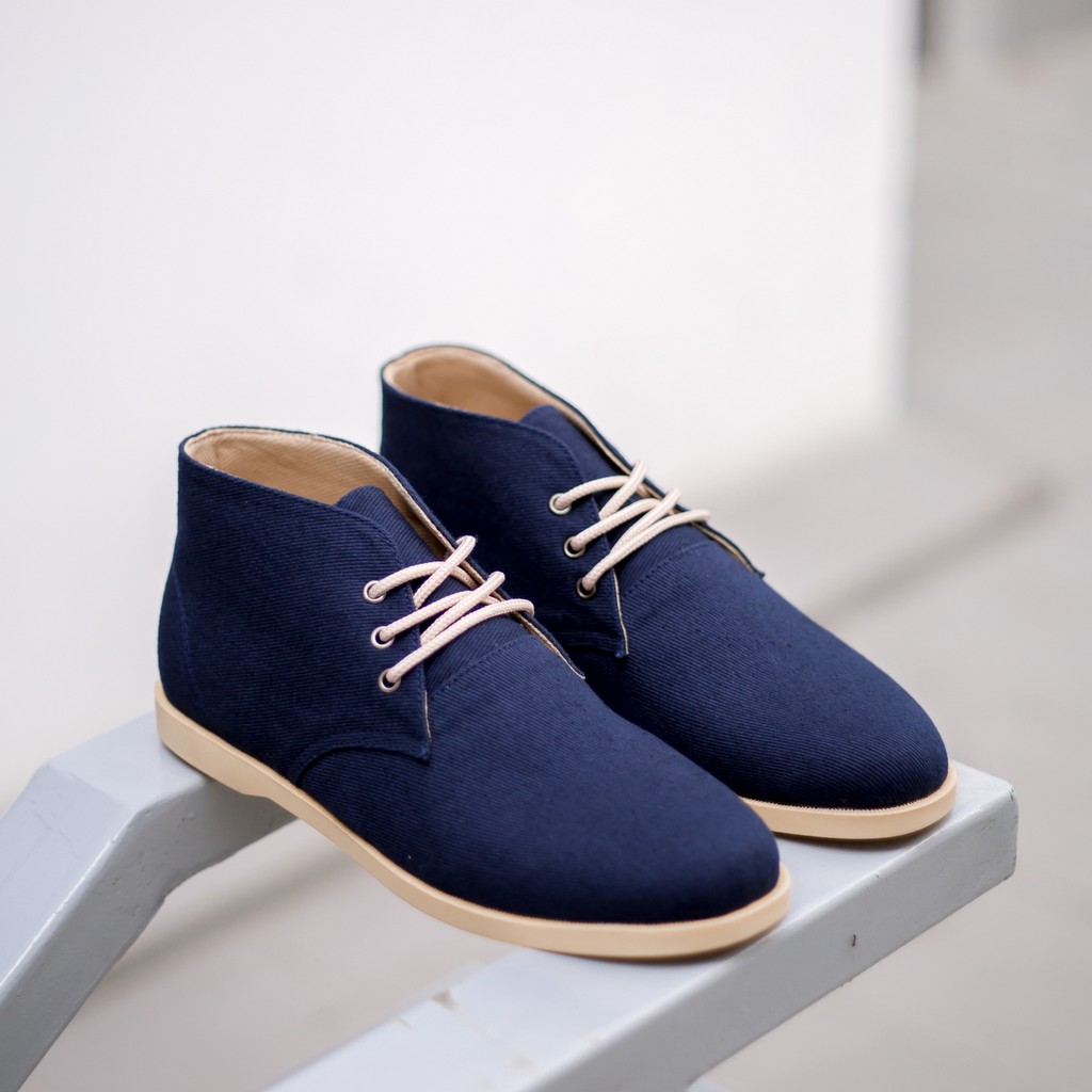 ELVRA Footwear - Sepatu Pria Sneakers Kasual Casual - Aston Navy Cream