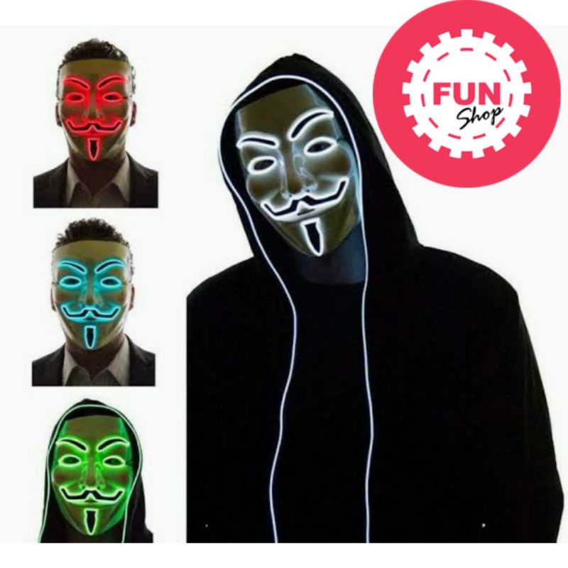 Topeng / Mask LED Vendetta / Anonymous Properti Halloween /  TikTok / YouTube