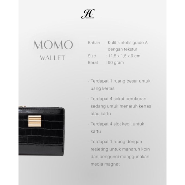 Momo Wallet Dompet Mini Wanita lipat croco Jims Honey elegan realpic cod card holder Official Store