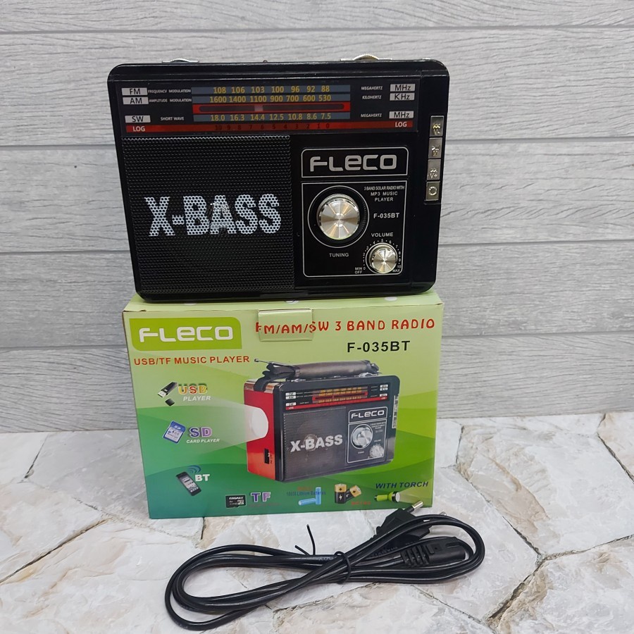 RADIO BLUETOOTH FLECO X-BASS F-035BT - RADIO X-BASS 3 BAND MP3 USB / RADIO MINI F035BT