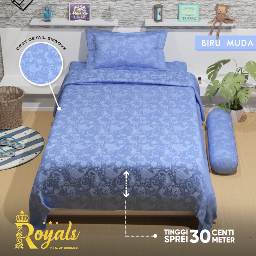 Royals BedCover Set Sprei Uk 120 - Biru Muda