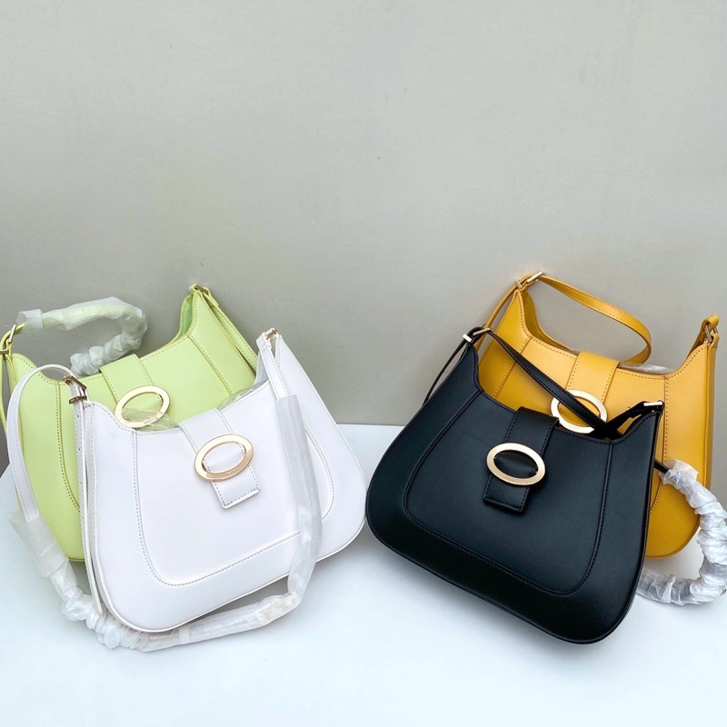 Top Handle Bag with Oval Buckle