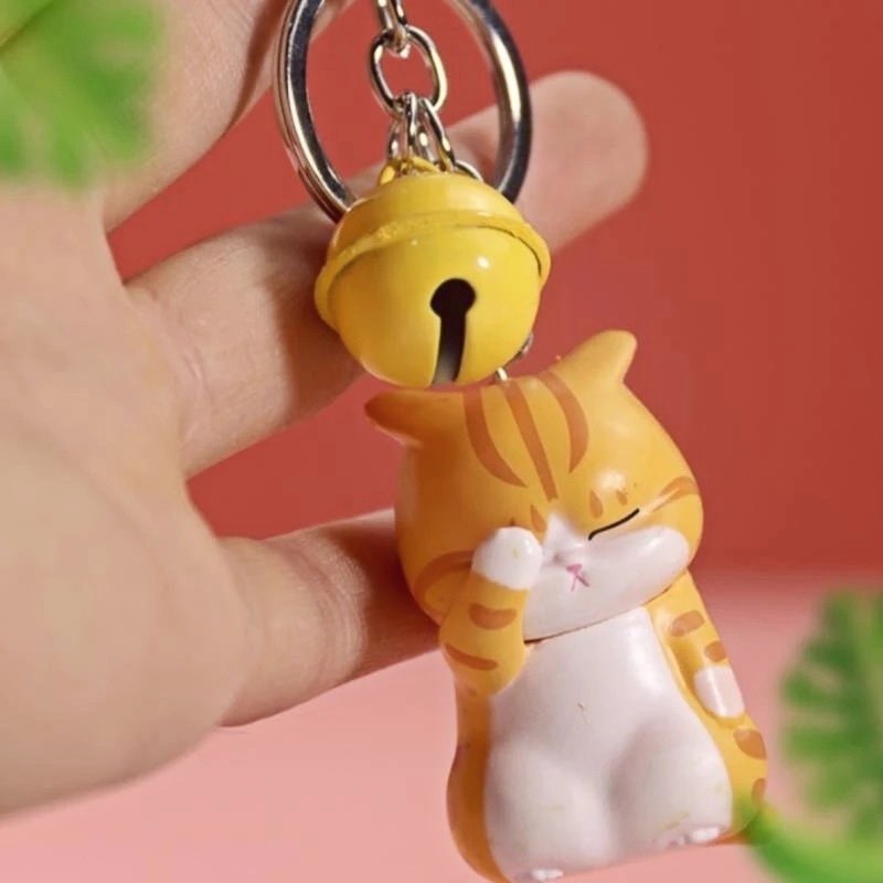 3 Styles Helpless Face-covered Cats Key Ring/ Standing Siamese Cat Keychains/ Car Key Backpack Jewelry Pendant