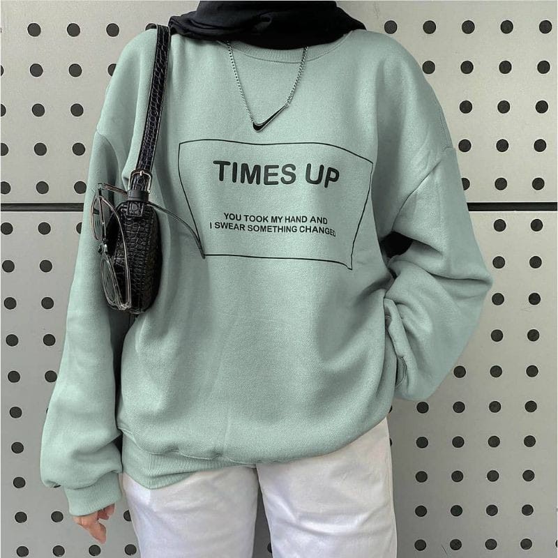 Sweater Times Up | Korean Style Sweatshirt | Atasan Wanita | Bahan Fleece | Allsize