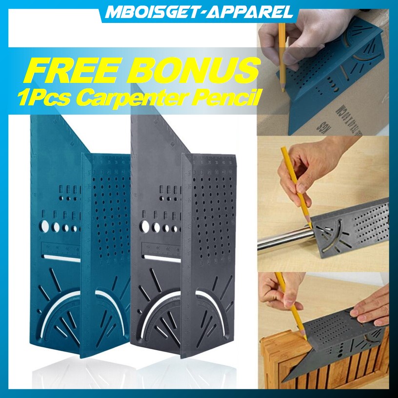 

MBOISGET - Penggaris Mark Line 3D Measuring Ruler Woodworking Tool with Gauge - M141426 - Green