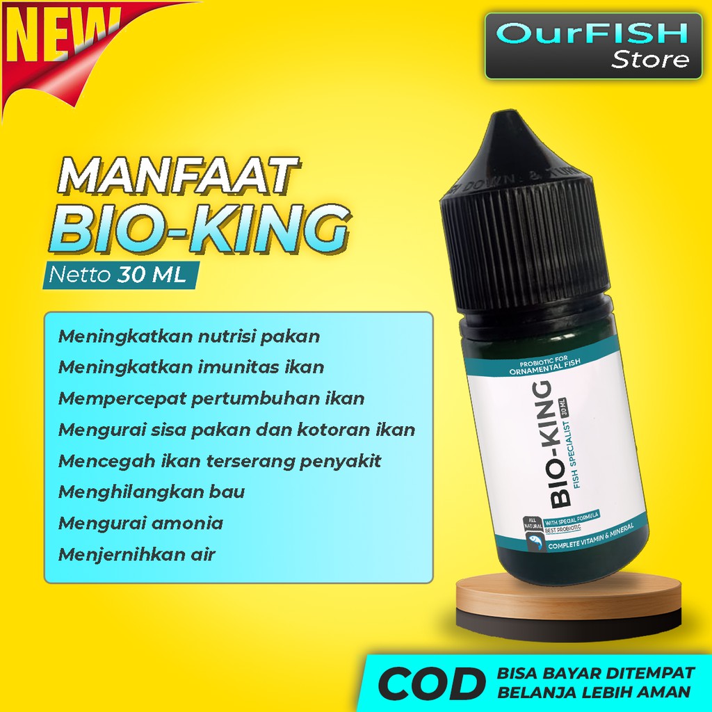 BIO-KING Vitamin Probiotik Ikan Cupang Guppy Gupy Avatar Blue Rim Giant Koi Halfmoon Pakan Cupang