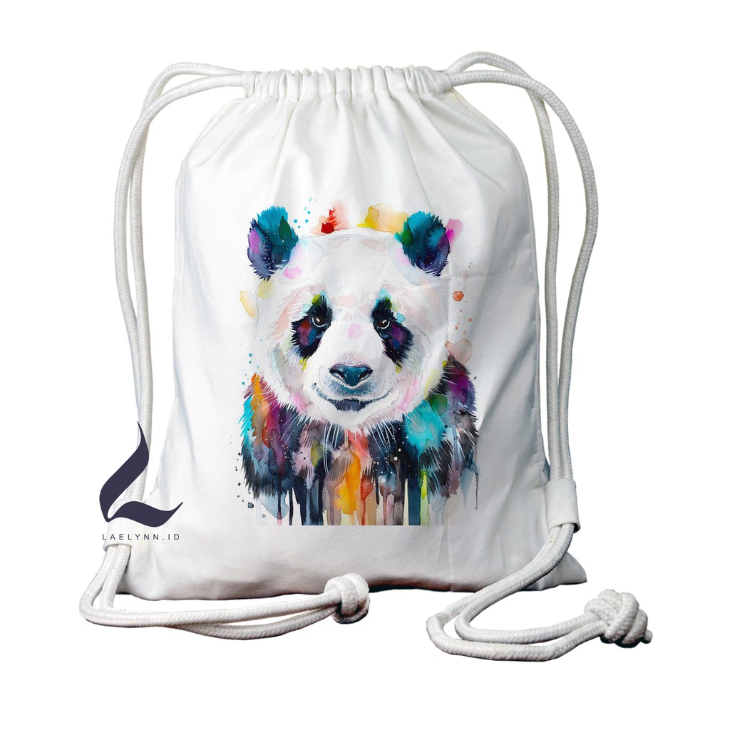 LAELYNN - STRING BAG TAS SERUT KANVAS PREMIUM Motif Animal Art - ANM0108