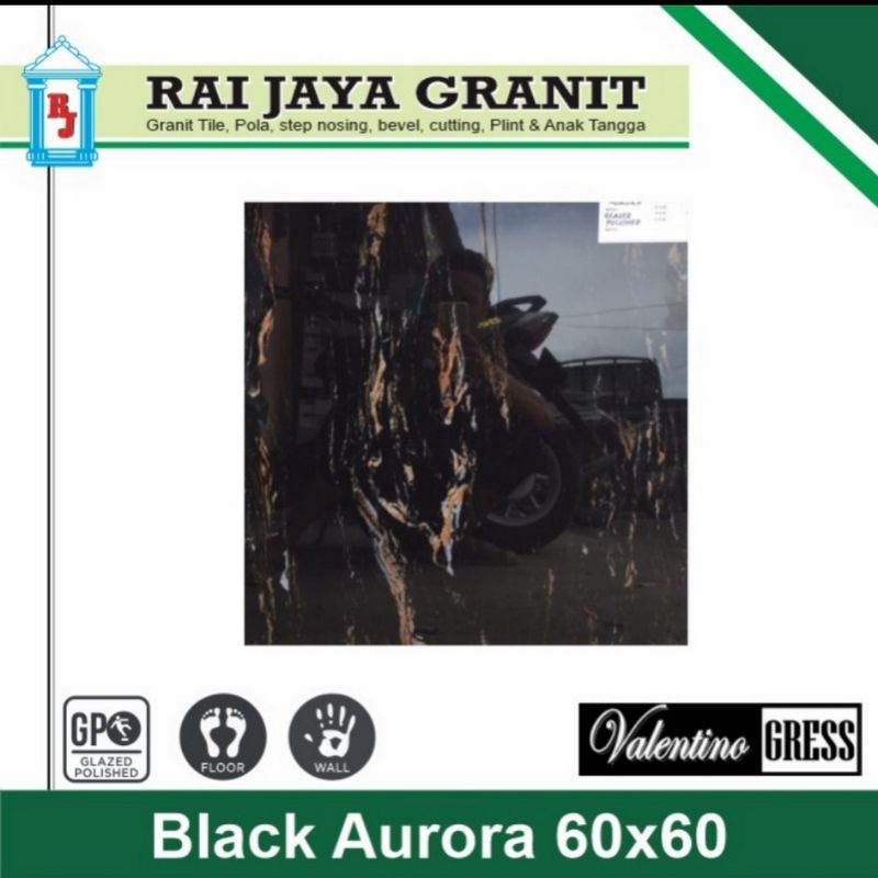 Granit Lantai 60x60 Black Aurora Valentino Gress