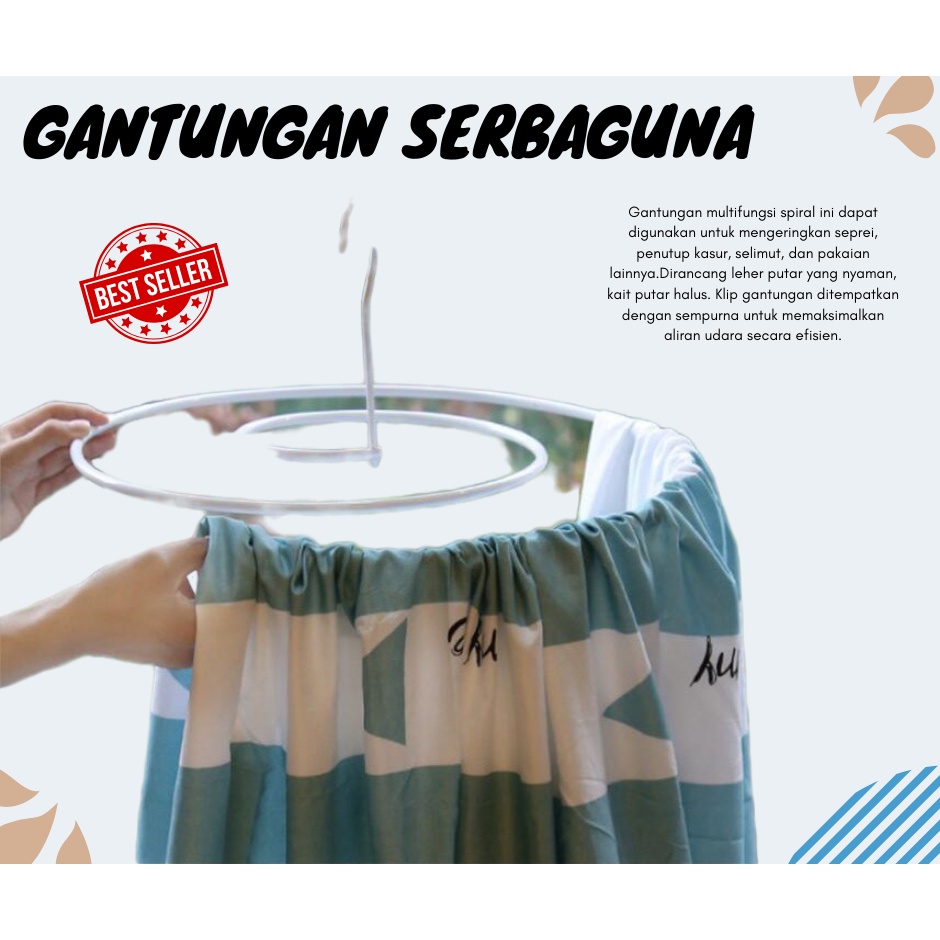 Terbaru!! Hanger Spiral Gantungan Jemuran Sprei Handuk Selimut Multifungsi