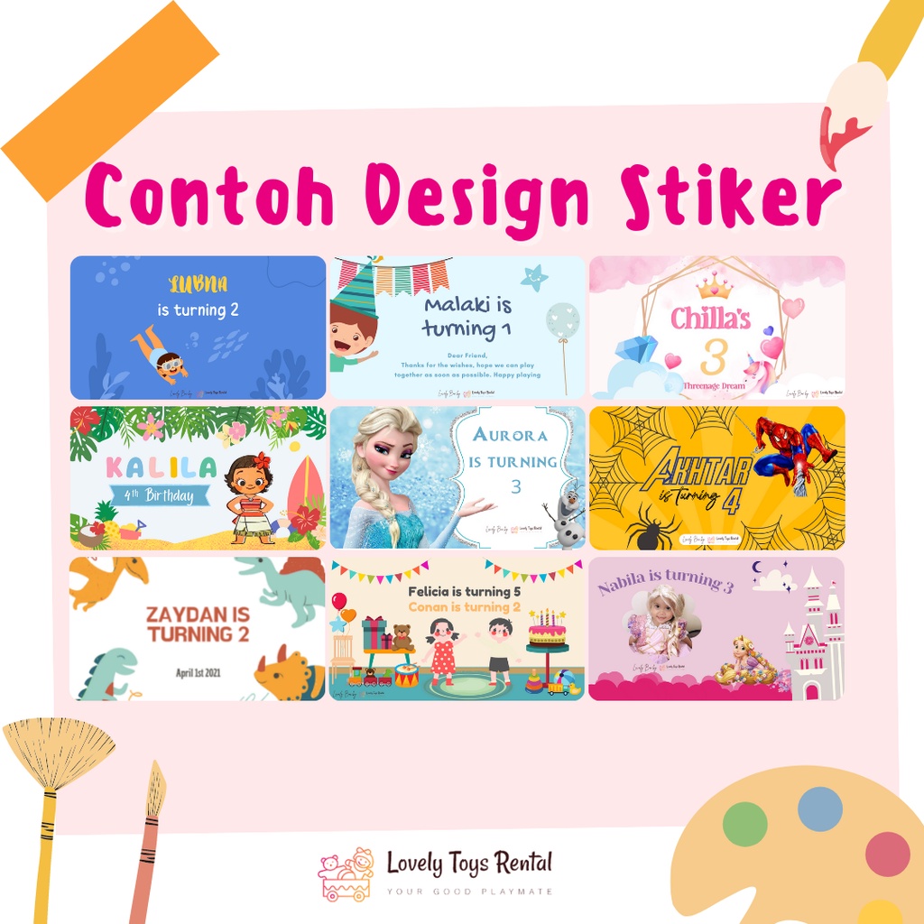 

Pouch dan Custom Sticker Souvenir Ulang Tahun Anak - Goodiebag Hampers Birthday