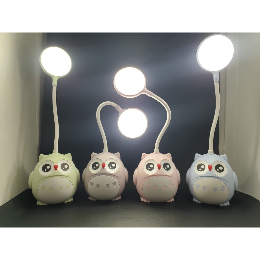 LAMPU BELAJAR LAMPU MEJA LED / LAMPU BACA PEN HOLDER / LAMPU BELAJAR USB CHARGE / KADO ANAK LUCU MOTIF KUCING OWL