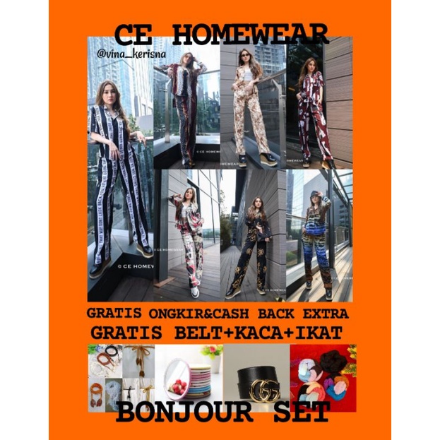 BONJOUR SET BY CE HOMEWEAR / ONE SET CE HOMEWEAR / BONJOUR SHORT SLEEVE/FREE BELT+KACA+IKAT