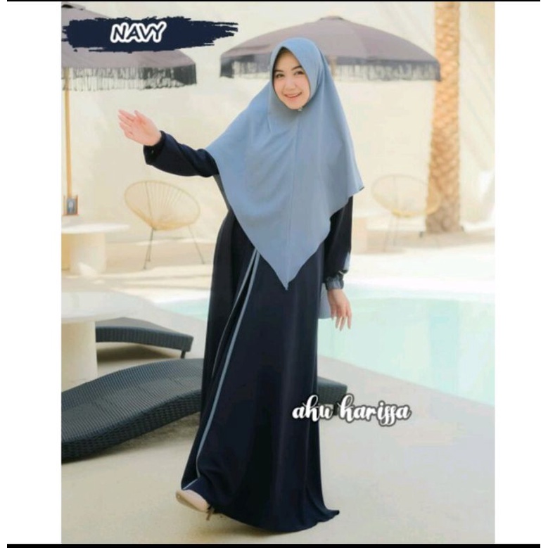 READY HANIZA SET SYAR'I AKU KARISSA//GAMIS BEST SELLER-Navy stell