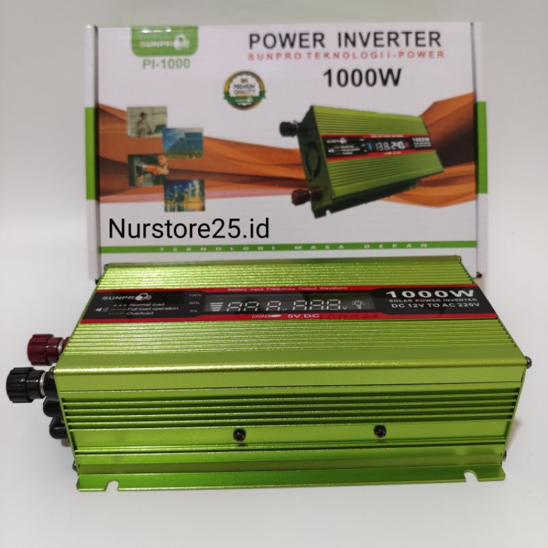 POWER INVERTER DC KE AC 1000W/1000 WATT AKI KE LISTRIK SUNPRO Pl-1000/POWER INVERTER SUNPRO DC KE AC