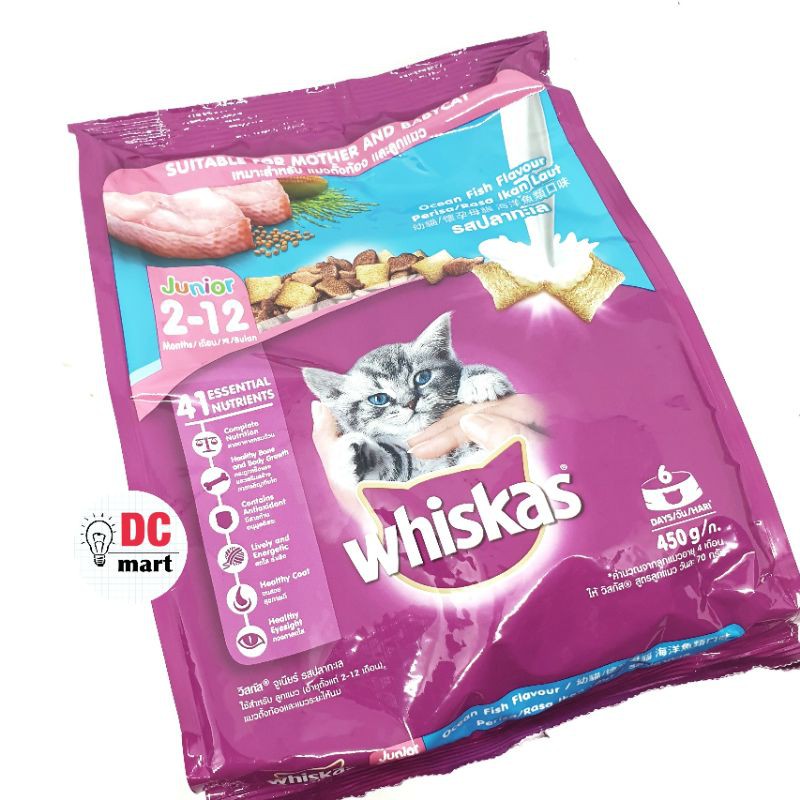 Makanan Kucing Whiskas Junior 450Gram/ Whiskas Dry Food