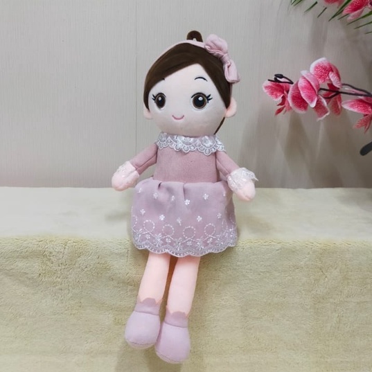 Boneka Cewek Baju Bludru 38cm/8&quot;/boneka cewek baju dress/Boneka dress gaun bordir