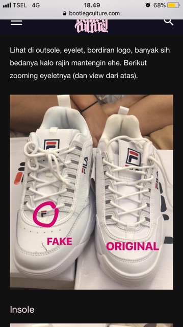 fila disruptor original vs fake