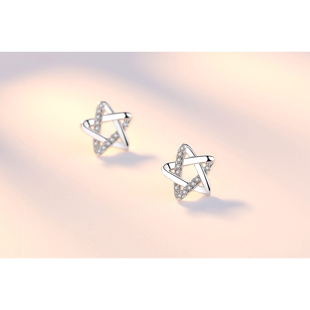 Anting Perak 925 Wanita Jepang dan Korea Fashion Jewellery bintang berujung lima/Subang Telinga anting perempuan