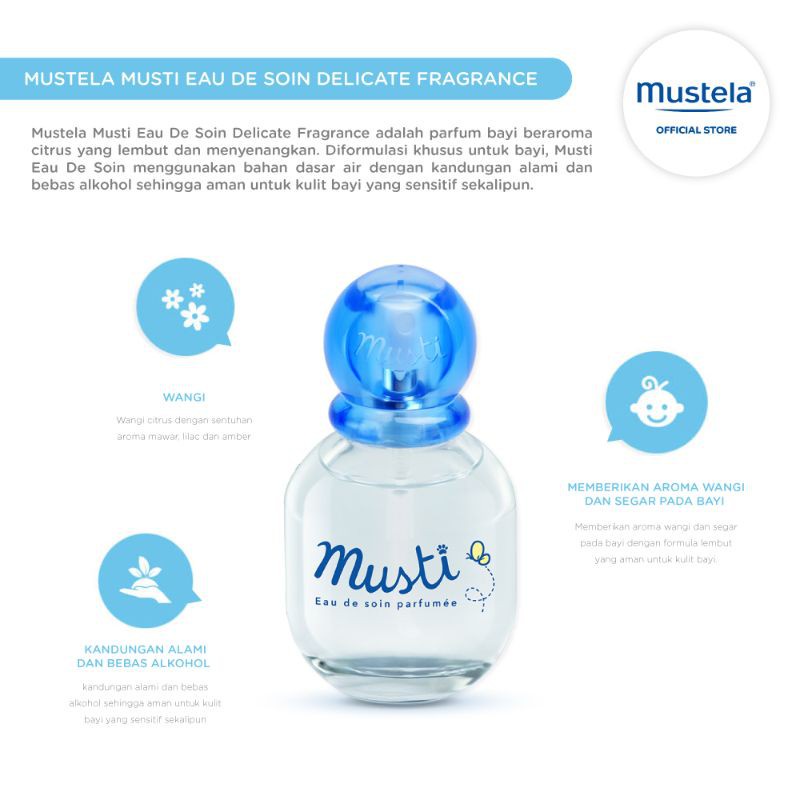 MUSTELA Baby Musti Eau De Soin Spray Perfume Cologne Minyak Wangi Bayi 50ml