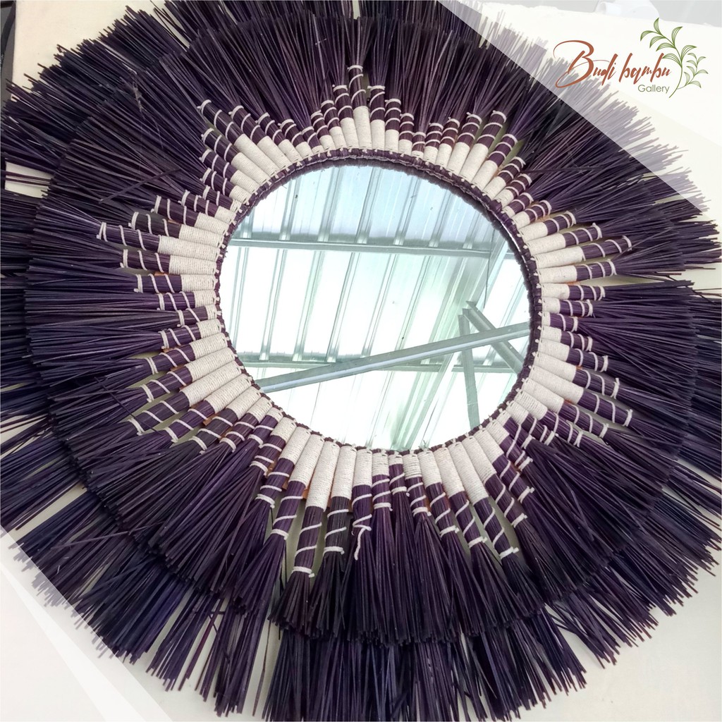 Wall Decor Cermin Mendong Etnik Warna Hitam Model Bulat Termurah
