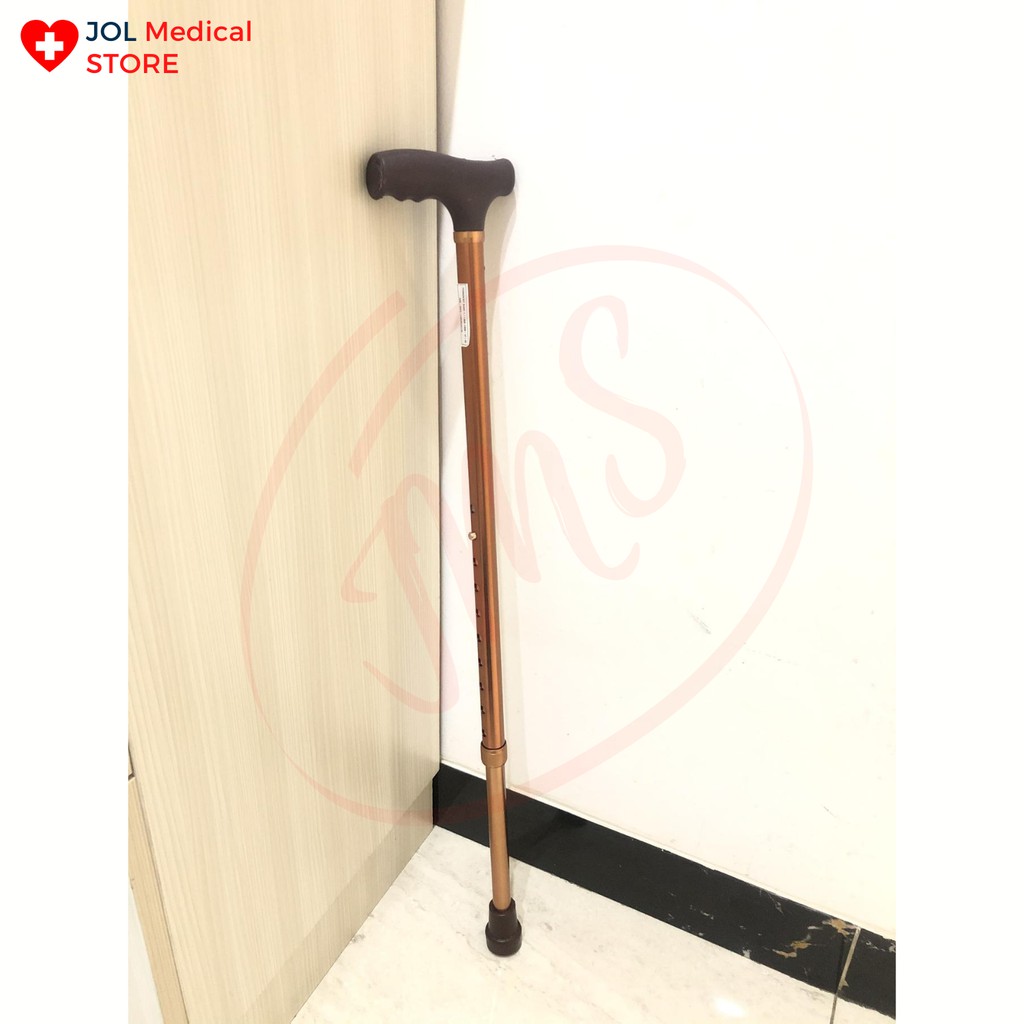 Tongkat Kaki 1 ALUMINIUM Alat Bantu Jalan Walking Stick Tongkat Jalan Juara warna Cokelat Orang Tua