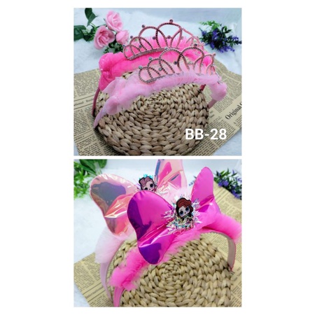 Bando/Bando anak motif Mahkota &amp; LOL pita harga/pcs