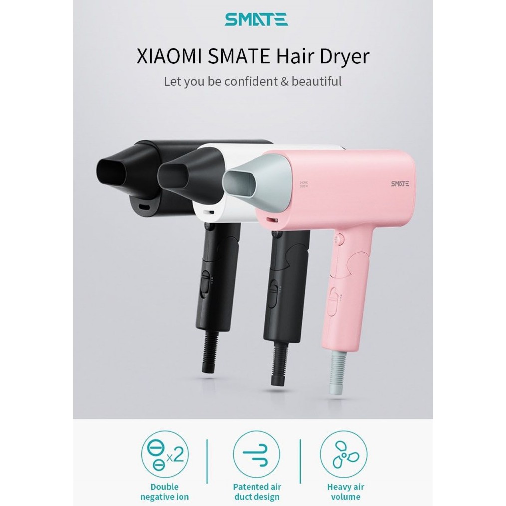 XIAOMI SMATE SH-A161 Hair Dryer - 1600W Double Negative Ions 2 Speeds