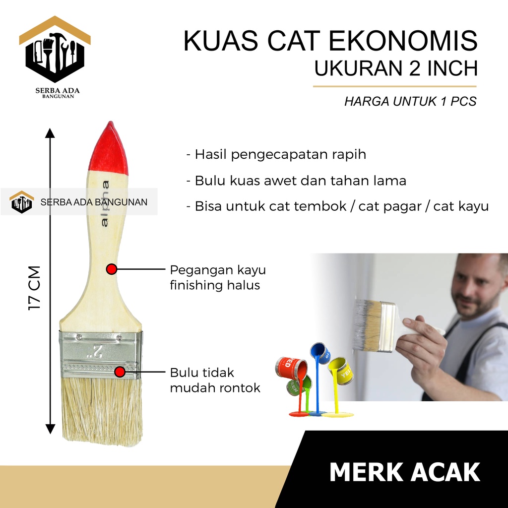 Kuas Koas Cat Tembok Dinding Serbaguna Ukuran 1/2 l 3/4 l 1 l 1.5 l 2 l 2.5 l 3 l 4 Inch | 5inch ori