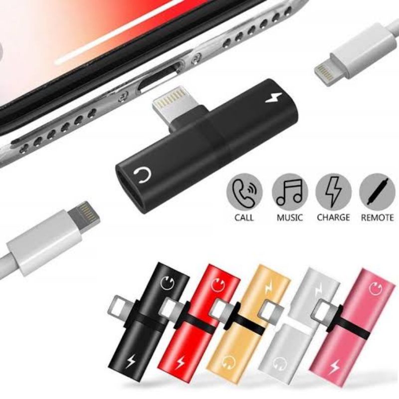 Termurah MEDAN Hanaiso Apple Iphone adapter splitter Spliter lightning for earphone charging  2 in 1