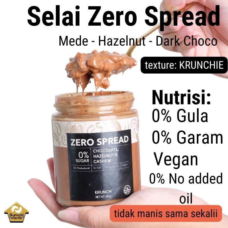 

ZEROSPREAD Selai Mede Cashew Butter Hazelnut Dark Chocolate 250Gr varian KRUNCIE Tanpa Gula / KETO