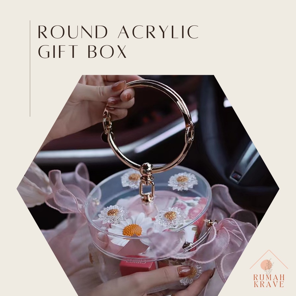 

RUMAH KRAVE - Round Acrylic Gift Box Kotak Akrilik Bulat Gold Ring
