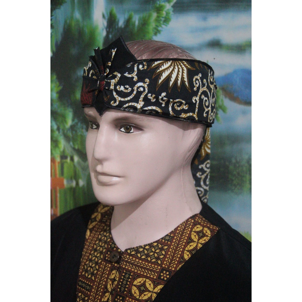 iket kepala sunda jawa tradisional adat budaya batik dewasa atas bolong (coklat)