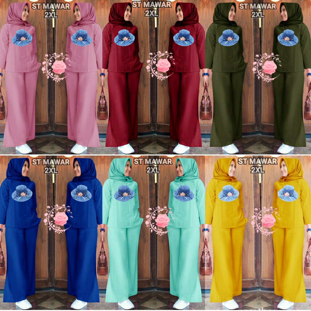 SETELAN MAWAR/ SETELAN WANITA BABYTERRY/ SETELAN WANITA JUMBO/ ONE SET WANITA HIJAB