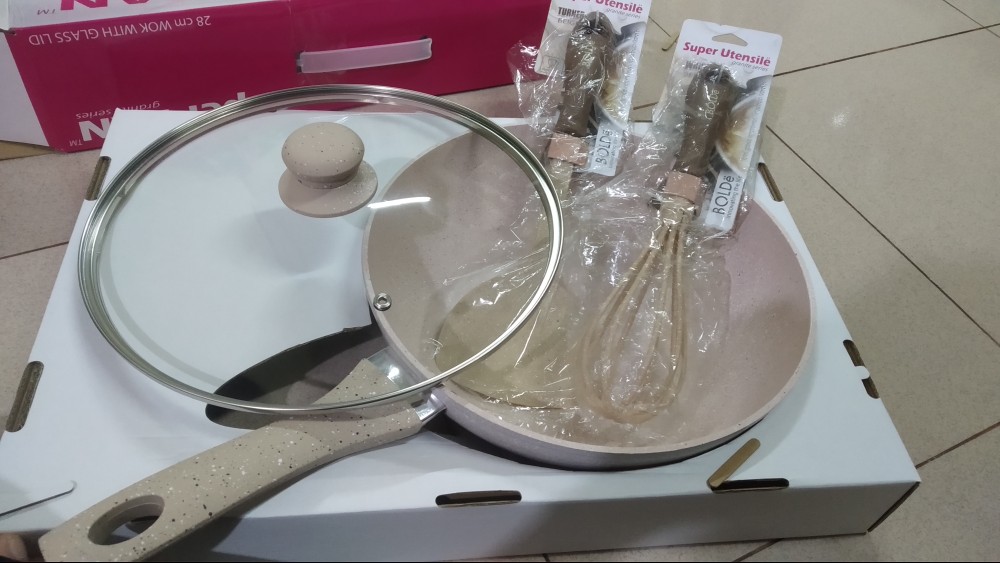 Bolde Wok Wajan 26 Cm + Glass Lid Granite Beige Series